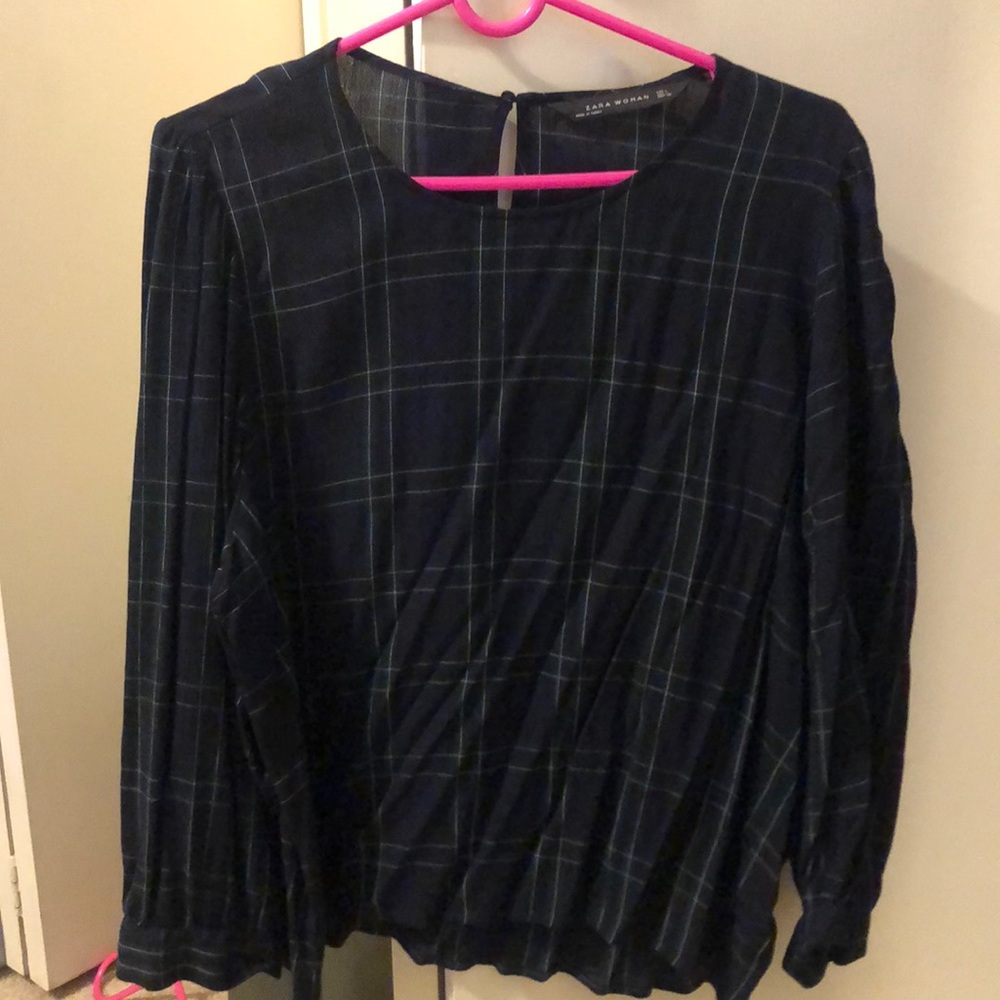 Zara plaid flowy top.